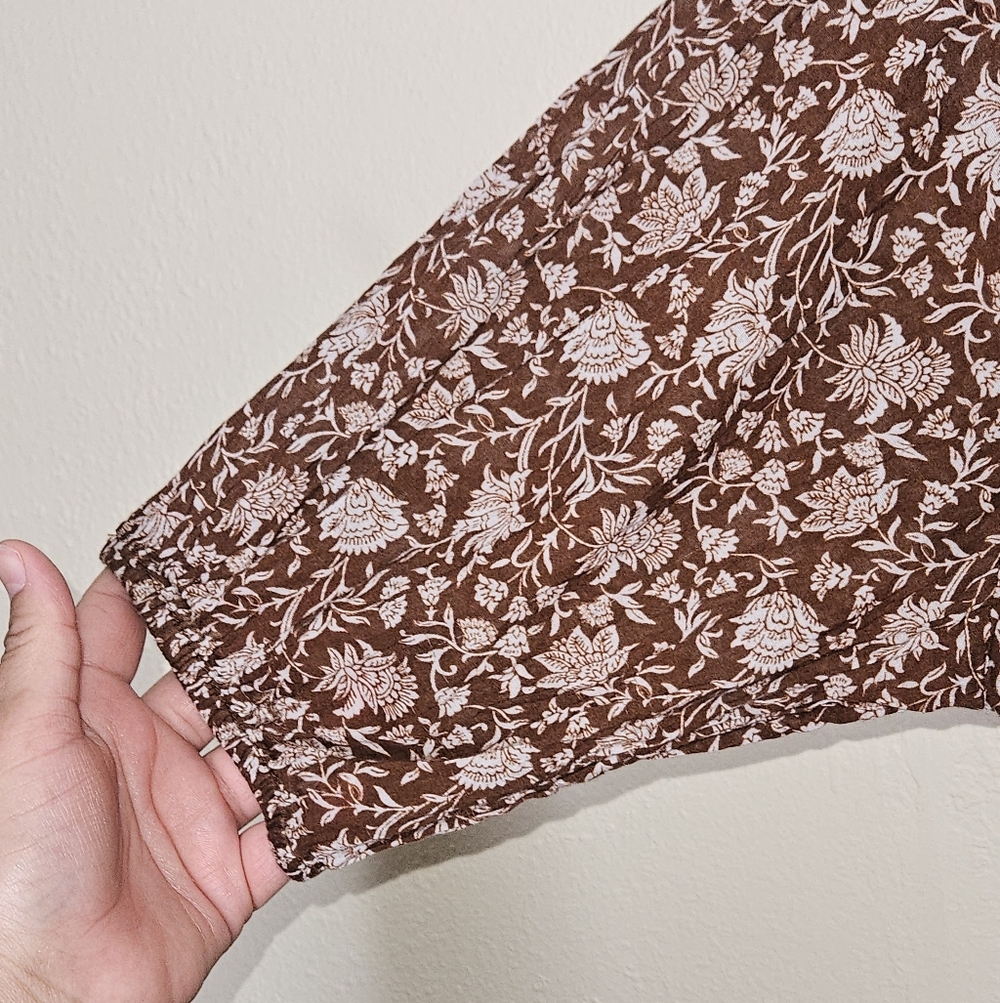 We The Free Border Batik Buttondown Top, Size Medium, Brown, GUC - Picture 8 of 10